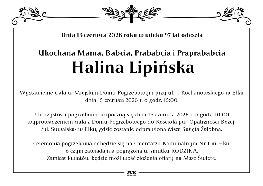 Halina Lipińska - nekrolog